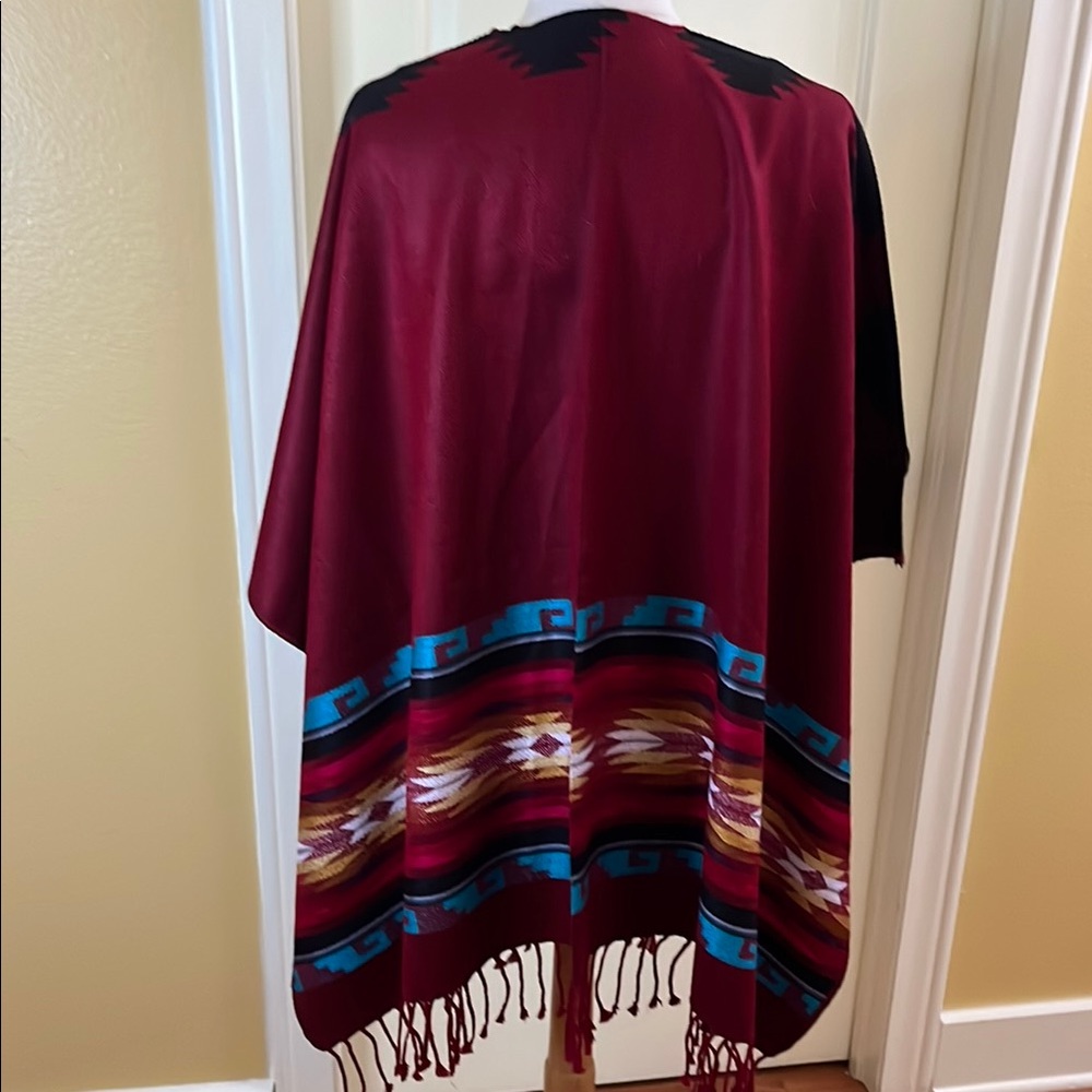 Southwestern Style Poncho with Fringe from Ecuador - Picture 5 of 5
